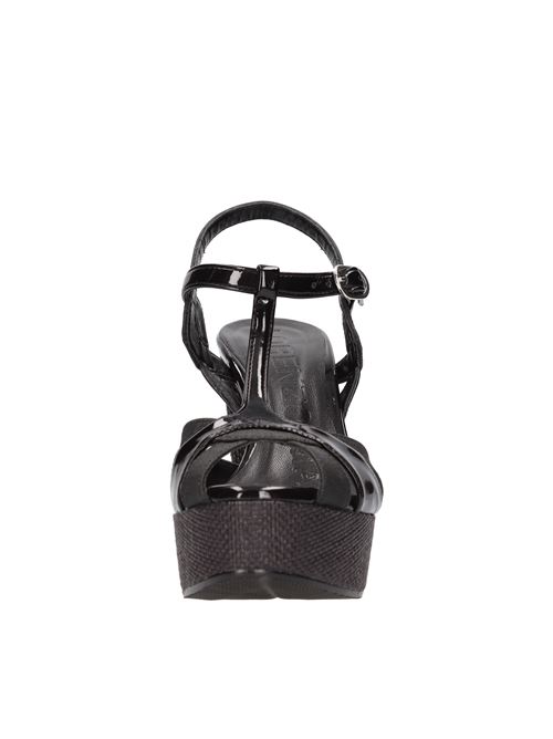 Patent leather and fabric sandals LORENZO MARI | OLGA02NERO